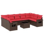 vidaXL Salon de jardin 10 Pièces avec coussins marron résine tressée