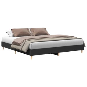 vidaXL Cadre de lit sans matelas noir 200x200 cm bois d'ingénierie