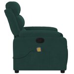 vidaXL Fauteuil inclinable de massage vert foncé velours