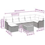 vidaXL Ensemble de canapé de jardin avec coussin 8 Pièces Gris Poly rotin