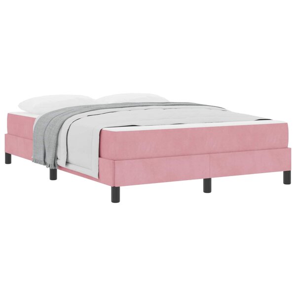 vidaXL Lit à ressorts avec matelas Rose 160 x 220 cm tissu