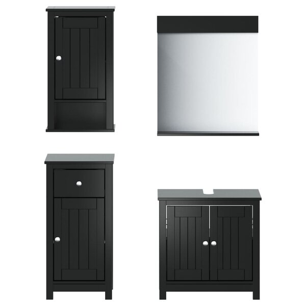 vidaXL Meubles de salle de bain 4 Pièces BERG noir bois de pin massif