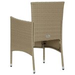 vidaXL Ensemble à manger de jardin et coussins 3 Pièces Poly rotin Beige