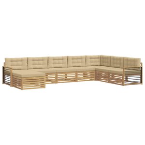 vidaXL Ensemble de canapés d'extérieur 8 pc Blanc et Beige