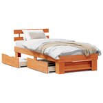 vidaXL Cadre de lit Marron cire 75 x 190 cm Bois massif en pin