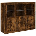vidaXL Buffets avec lumières LED 3 Pièces chêne fumé bois d'ingénierie