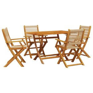 vidaXL Ensemble à manger de jardin 5Pièces beige polypropylène et bois