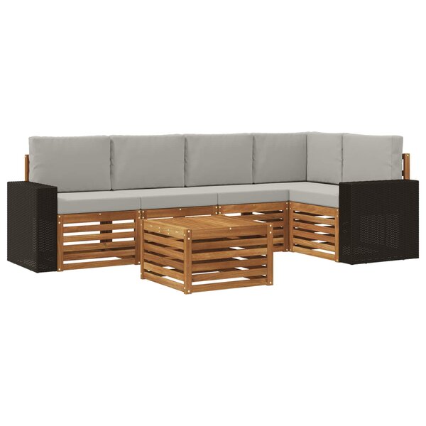 vidaXL Ensemble de canapé d'angle 6 Pièces Naturel et gris clair