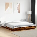 vidaXL Cadre de lit avec lumières LED chêne fumé 150x200 cm