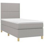vidaXL Sommier à lattes de lit avec matelas Gris clair 90x200 cm Tissu