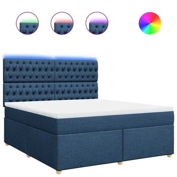 vidaXL Sommier à lattes de lit avec matelas Bleu 180x200 cm Tissu