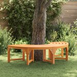 Banc d'extérieur en bois solide d'eucalyptus demi-rond de 160 cm vidaXL