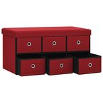 Banc banquette de rangement pliable bordeau x 76 x 38 x 38 cm fau x lin 02_0010961