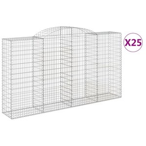 vidaXL Paniers à gabions arqués 25 Pièces 300x50x160/180 cm fer galvanisé