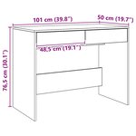 vidaXL Bureau chêne artisanal 101x50x76 5 cm bois d'ingénierie