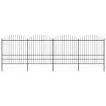 vidaXL Clôture de jardin à dessus en lance Acier (1 75-2)x6 8 m Noir