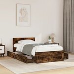 vidaXL Cadre de lit tête de lit chêne fumé 75x190 cm bois ingénierie