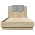 vidaXL Cadre de lit tête de lit et lumières LED chêne sonoma 90x190 cm