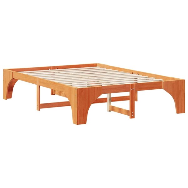 vidaXL Cadre de lit surélevé Marron 140 x 200 cm Bois massif en pin