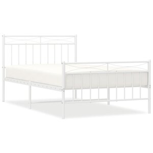 vidaXL Cadre de lit métal sans matelas et pied de lit blanc 107x203 cm