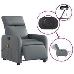 vidaXL Fauteuil de massage inclinable électrique gris similicuir