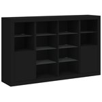 vidaXL Buffets avec lumières LED 3 Pièces noir bois d'ingénierie