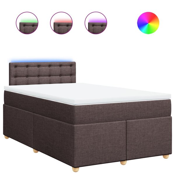 vidaXL Sommier à lattes de lit et matelas marron foncé 120x190cm tissu