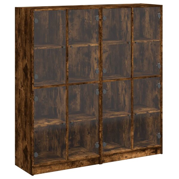 vidaXL Bibliothèque avec portes chêne fumé 136x37x142 cm