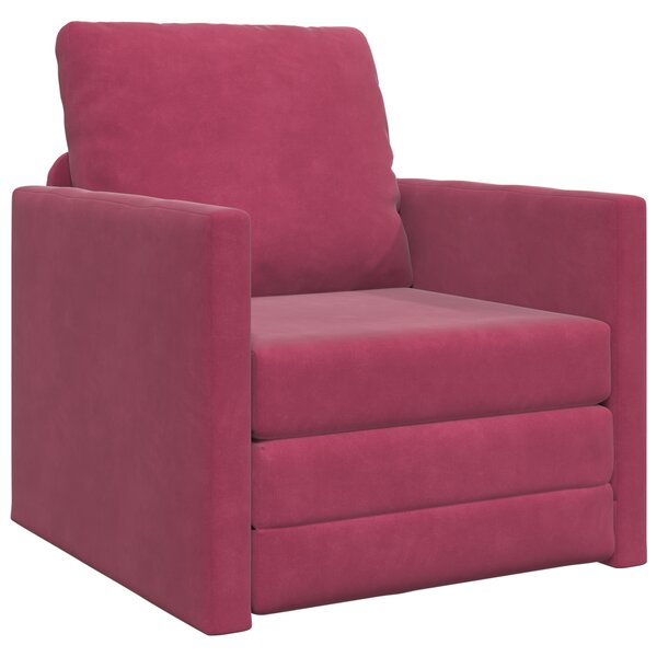 vidaXL Sofa Lit 2-en-1 Rouge Vin 74x77x81 cm Velours