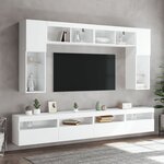vidaXL Ensemble de meubles TV muraux 8 Pièces avec lumières LED blanc