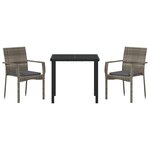 vidaXL Ensemble de 3 pièces de salle à manger de jardin avec coussins gris en poly rotin