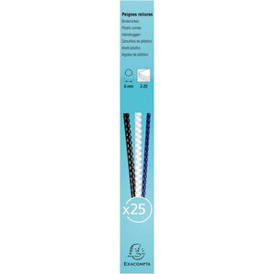 Boite 25 Reliures Spirales Plastique 6mm - Noir - Exacompta