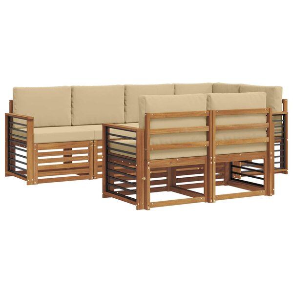 vidaXL Ensemble de canapé d'angle avec coussin 7 Pièces Naturel et Beige