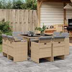vidaXL Ensemble à manger de jardin et coussins 9 Pièces mélange beige