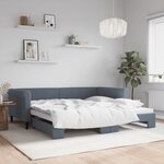 vidaXL Lit de jour avec gigogne sans matelas gris foncé 100x200 cm