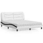vidaXL Lit avec matelas blanc et noir 160x200 cm similicuir
