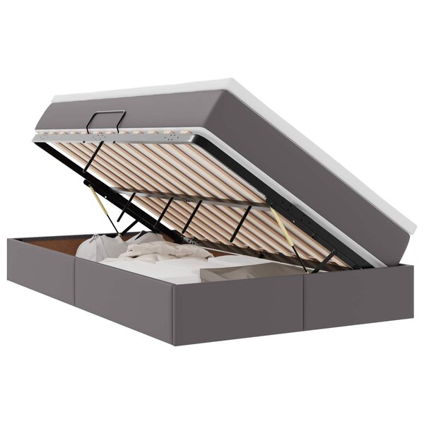 vidaXL Lit avec rangement et matelas Gris 120 x 200 cm Simili cuir