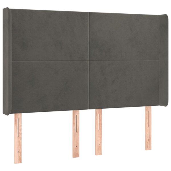 vidaXL Tête de lit avec oreilles Gris foncé 147x16x118/128 cm Velours