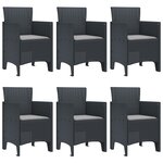 vidaXL Ensemble de Salle à Manger de Jardin de 7 Pièces avec Coussins Anthracite en Rattan Poly
