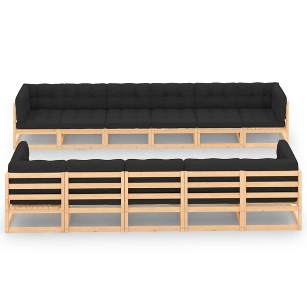 Salon de jardin meuble d'extérieur ensemble de mobilier 11 pièces avec coussins anthracite pin massif 02_0015292