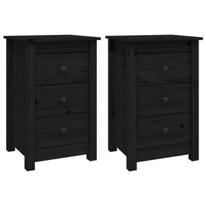 vidaXL Tables de chevet 2 Pièces Noir 40x35x61 5 cm Bois de pin massif
