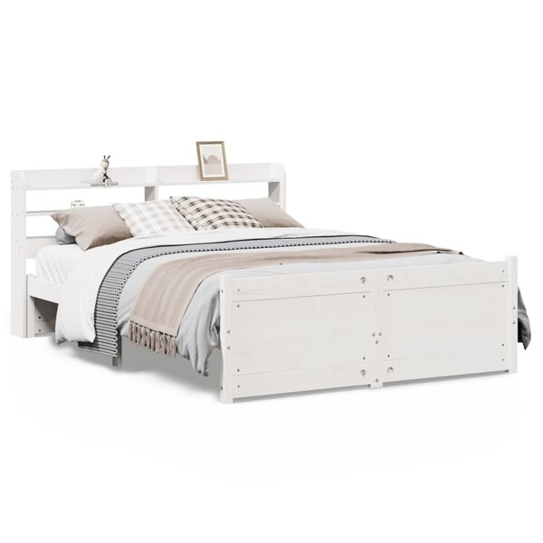 vidaXL Cadre de lit avec tête de lit sans matelas blanc 140x200 cm