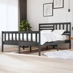 vidaXL Cadre de lit Gris 150x200 cm Très grand Bois massif