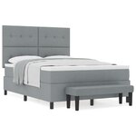 vidaXL Lit à Ressorts avec Matelas et Banc Gris Clair 160x200 cm Tissu