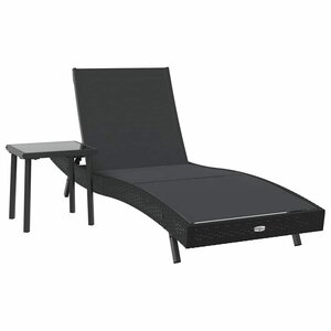 vidaXL Transat avec Table 2 Pièces Noir 40 x 40 x 40.5 cm polyrotin