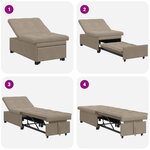 vidaXL Canapé-lit 3-en-1 en tissu taupe
