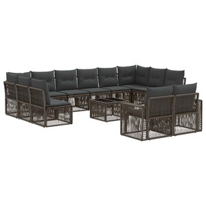 vidaXL Ensemble de canapé de jardin 13 Pièces Gris et Gris foncé