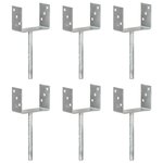 vidaXL Piquets de clôture 6 Pièces Argenté 14x6x30 cm Acier galvanisé