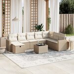 vidaXL Salon de jardin avec coussins 9 Pièces beige résine tressée