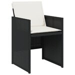 vidaXL Ensemble de Salle à Manger de Jardin de 5 Pièces avec Coussins en Rattan Poly Noir